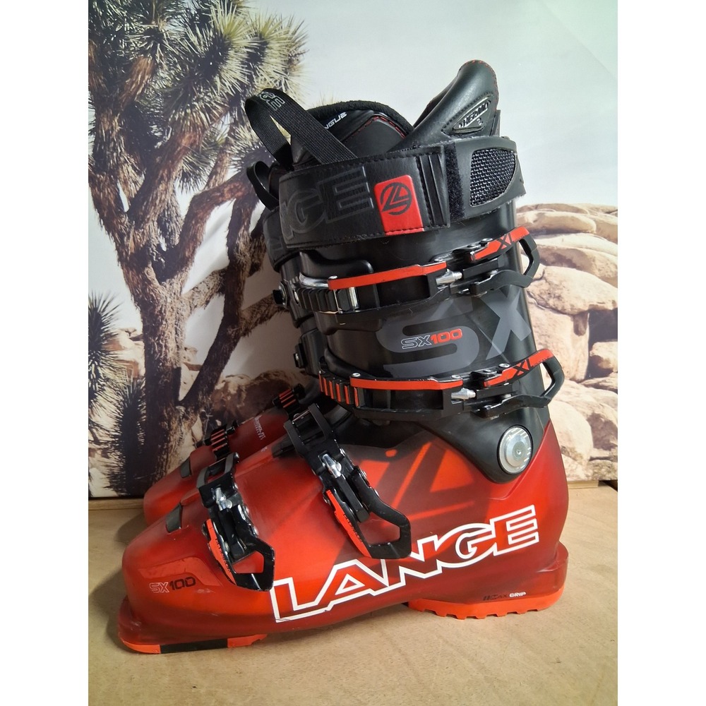 Lange SX 100 Mens Ski Boots Red Black Size 26.5 312mm 102mm Last Flex 100